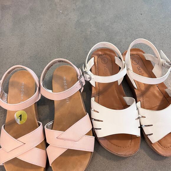 Madden Girl blush pink leather Cat Jack White sandals youth girl 1 shoes bundle - Picture 4 of 5